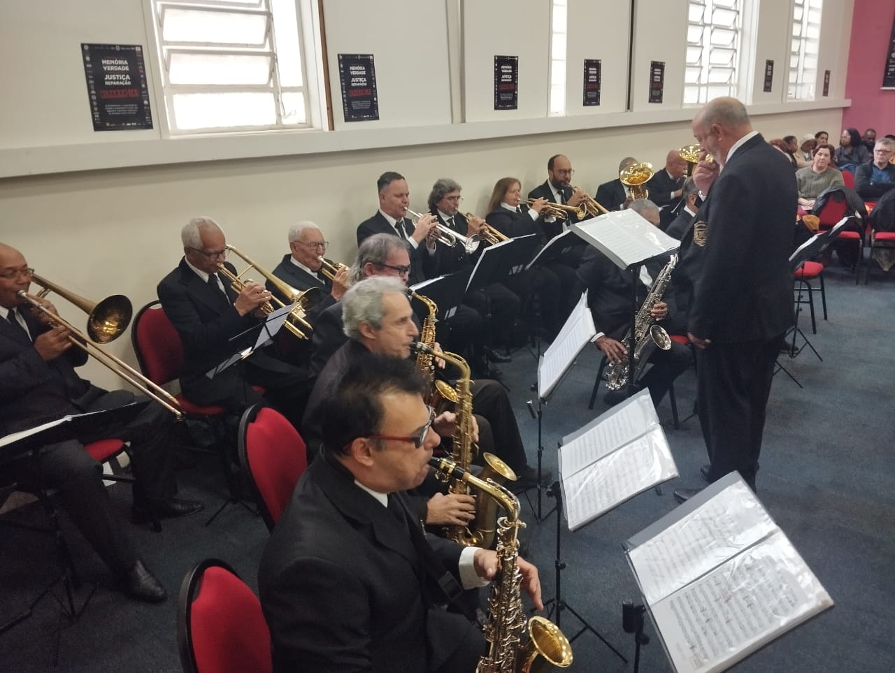 Banda Operária da Lapa no Ato do Dia da Luta Operária, 9 de julho de 2024, no Sindicato dos Padeiros de São Paulo.